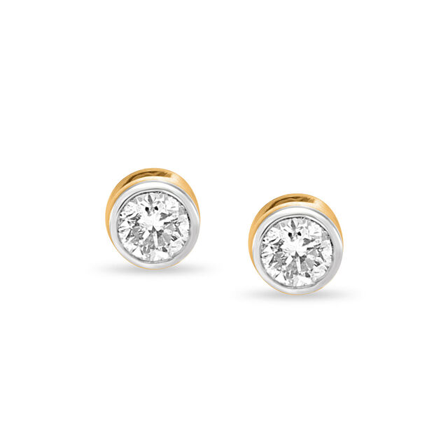 14KT Yellow Gold Oval Diamond Stud Earrings,,hi-res image number null