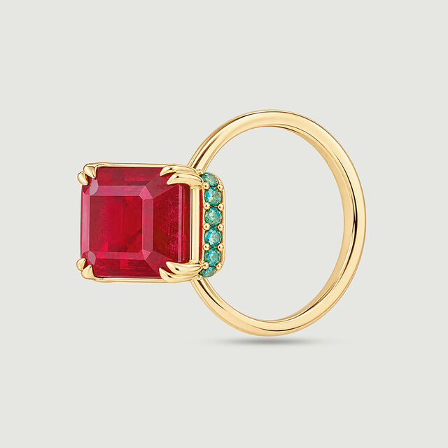 Bold Framed Onyx and Ruby Ring,,hi-res image number null