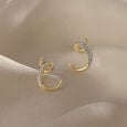Ethereal Curves 14 Kt Gold & Diamond Hoop Earrings,,hi-res view 1