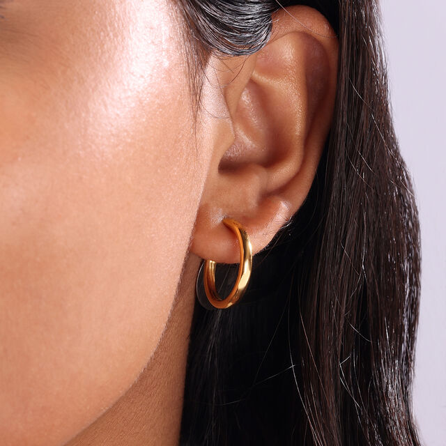 22KT Yellow Gold Timeless Stylish Hoop Earrings,,hi-res view 2