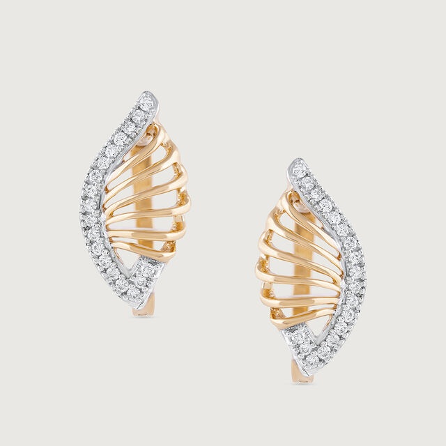 Curvy Radiance Gold & Diamond Hoop Earrings,,hi-res image number null