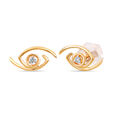 14KT Yellow Gold Angular Diamond Evil Eye Earrings,,hi-res view 4