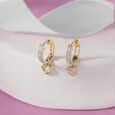 Heart Glow Gold & Diamond Hoop Earrings,,hi-res view 1