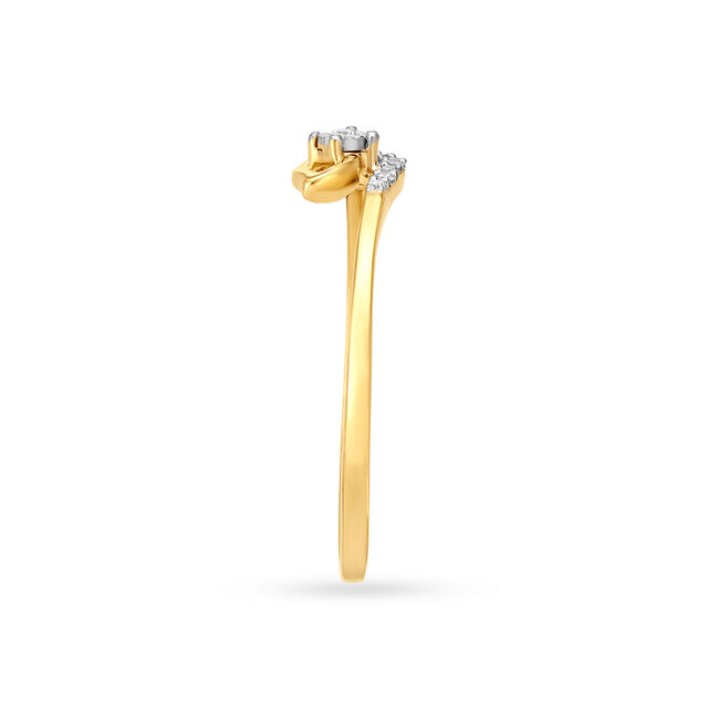 Charming 18 Karat Yellow Gold And Diamond Leaf Ring,,hi-res view 4