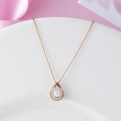 Soft Lustrous Pearl & Diamond Pendant