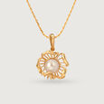 Floral Whispers 14 Kt Gold & Pearl Pendant,,hi-res view 3