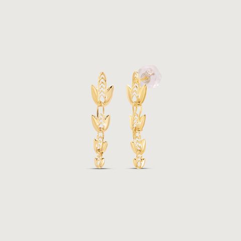 Radiant Lotus Gold Drop Earrings