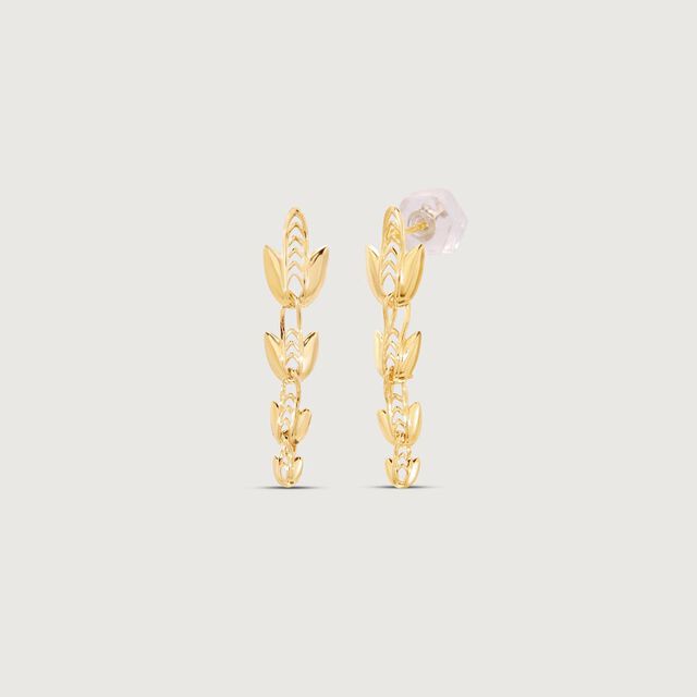 Radiant Lotus Gold Drop Earrings,,hi-res image number null