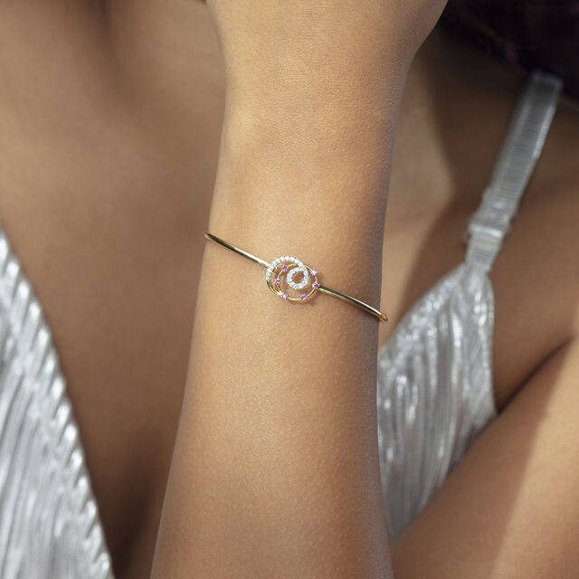 Spiral Grace Gold & Diamond Bangle,,hi-res image number null