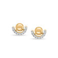 14KT Yellow Gold Half Circle Diamond Stud Earrings,,hi-res view 1
