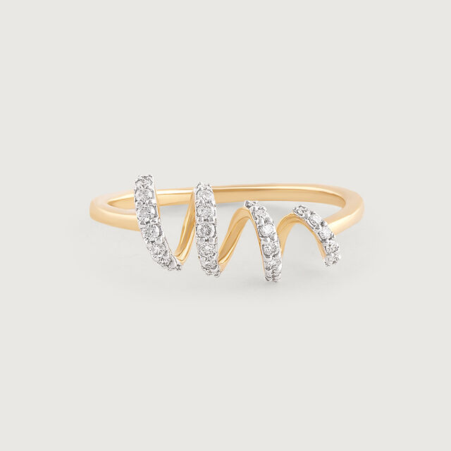 Sparkling Twist Gold & Diamond Finger Ring,,hi-res image number null