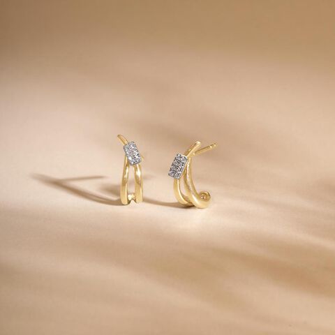 Sleek Rhythm Diamond Hoop Earrings