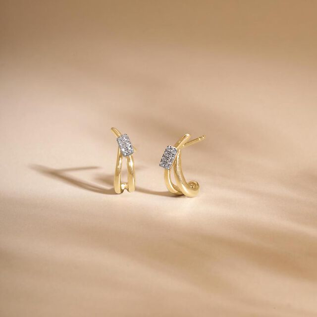Sleek Rhythm Diamond Hoop Earrings,,hi-res image number null