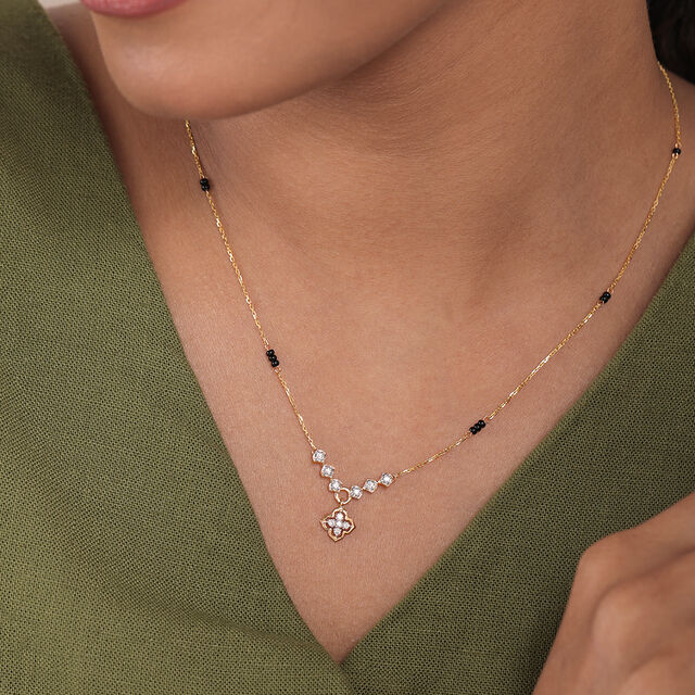Clover Mosaic 14 Kt Gold and Diamond Mangalsutra,,hi-res image number null