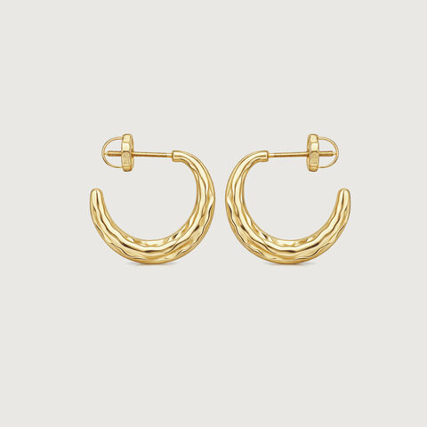 Triple Curve Gold Hoop Earrings