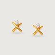 Radiant Cross 14 Kt Gold and Diamond Stud Earrings,,hi-res view 3