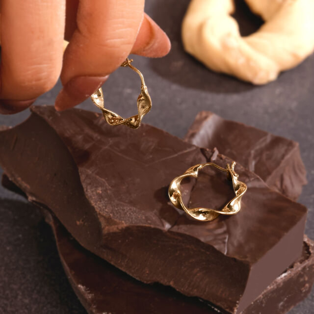 Sculpted Twist Gold Hoop Earrings,,hi-res image number null