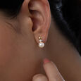 Elegant Pearl Gold & Diamond Drop Earrings,,hi-res view 2