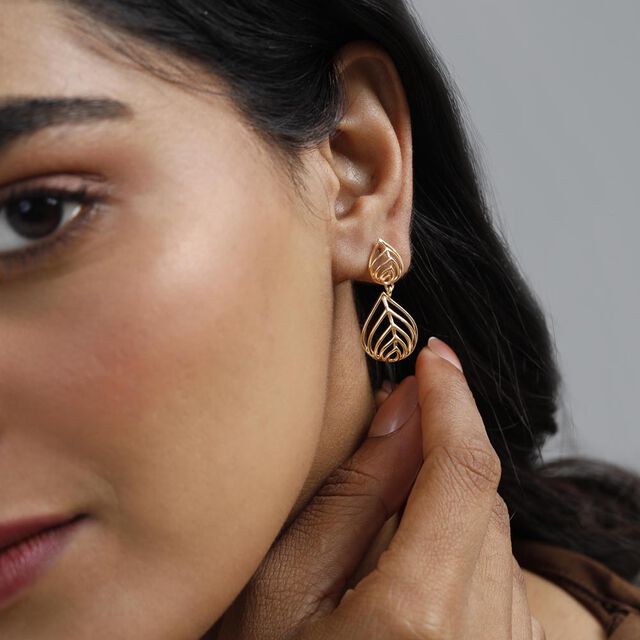 Elegant Flow Gold Drop Earrings,,hi-res image number null