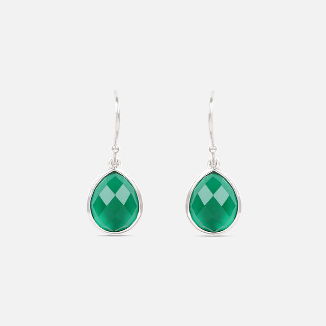 Verdant Glow Silver Hoop Earrings,,hi-res image number null