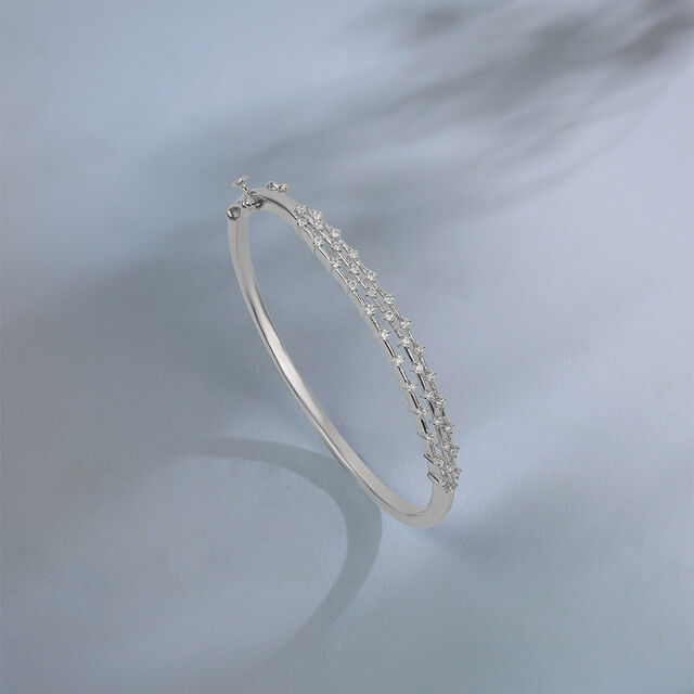 Glam Tiered Silver Bangle,,hi-res image number null