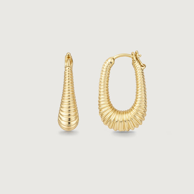 Ribbed Cascade Gold Hoop Earrings,,hi-res image number null