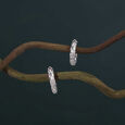 Textured Gleam Silver Hoop Earrings,,hi-res view 1