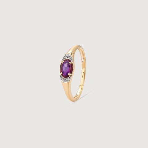 Elegant Minimal Amethyst & Diamond Ring
