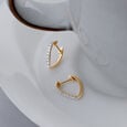 Sleek Edgy Gold & Diamond Hoop Earrings,,hi-res view 1