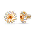 14kt Yellow Gold Shining Floral Stud Earrings,,hi-res view 2