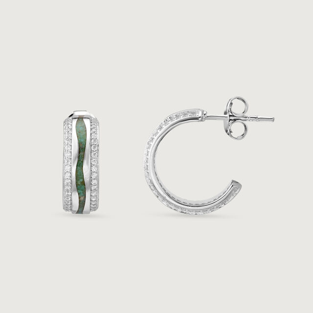 Mosaic Magic Silver Hoop Earrings,,hi-res image number null