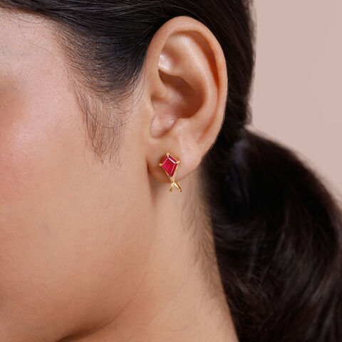 Twisted Red Gold Hoop Earrings