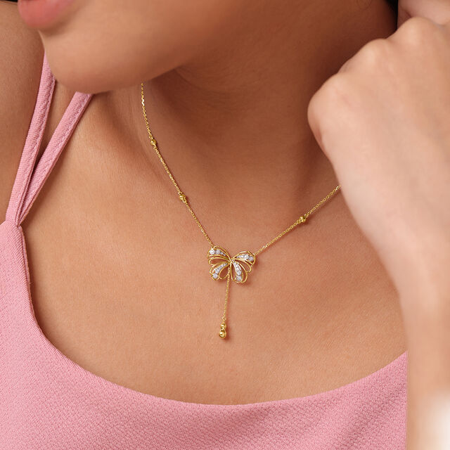 Butterfly Blush 14KT  Gold & Diamond Necklace,,hi-res image number null