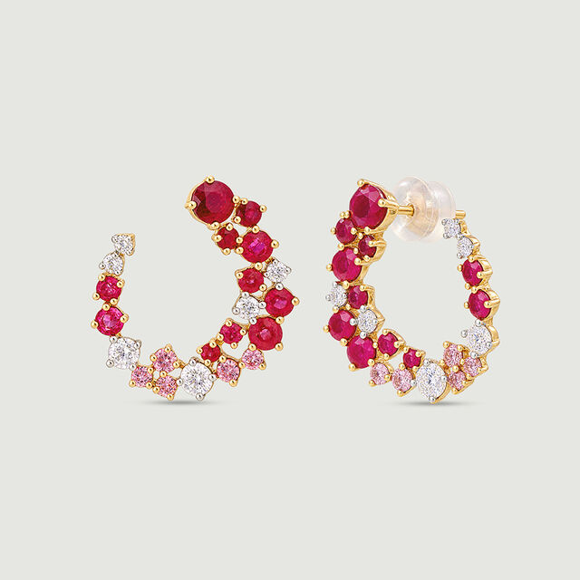 Radiant Graduated Sapphire and Ruby Stud Earrings,,hi-res image number null