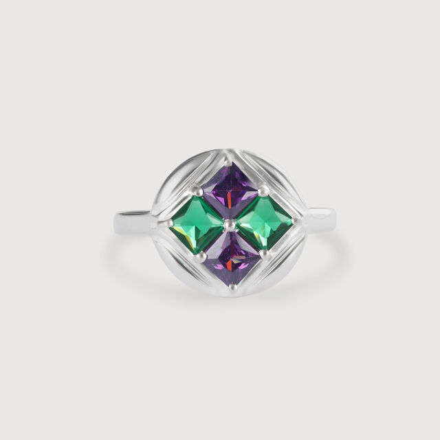 Amethyst Allure Square Silver Finger Ring,,hi-res image number null