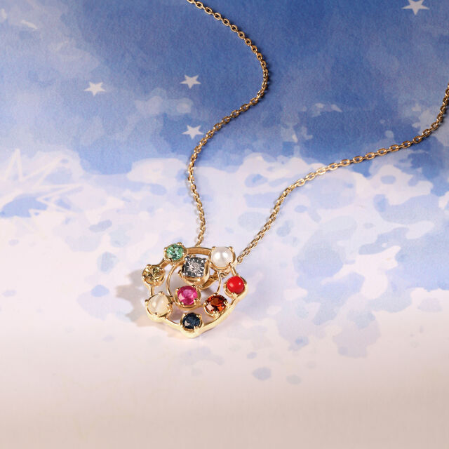Gemstone Galaxy 14KT Modern Navratna Pendant,,hi-res image number null