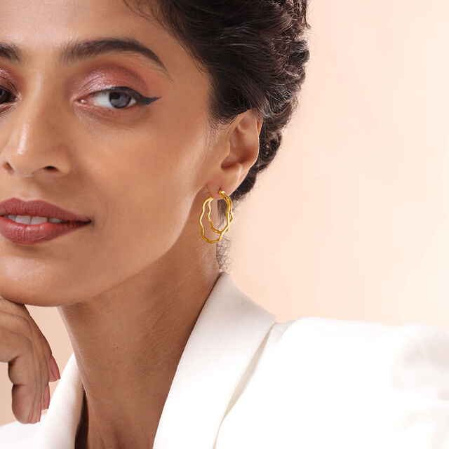 Modern Swirls 18KT Gold Hoop Earrings,,hi-res image number null