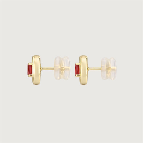 Polished Sleek Ruby Gold Stud Earrings