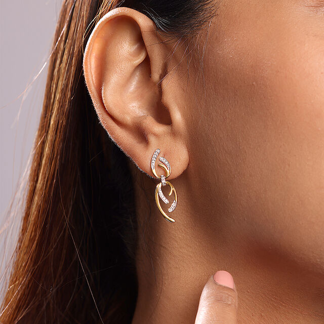 Allure Link 14 Kt Gold & Diamond Drop Earrings,,hi-res image number null