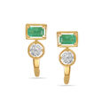 14KT Yellow Gold Urban Forest Fusion Precious Emerald Stud Earrings,,hi-res view 2