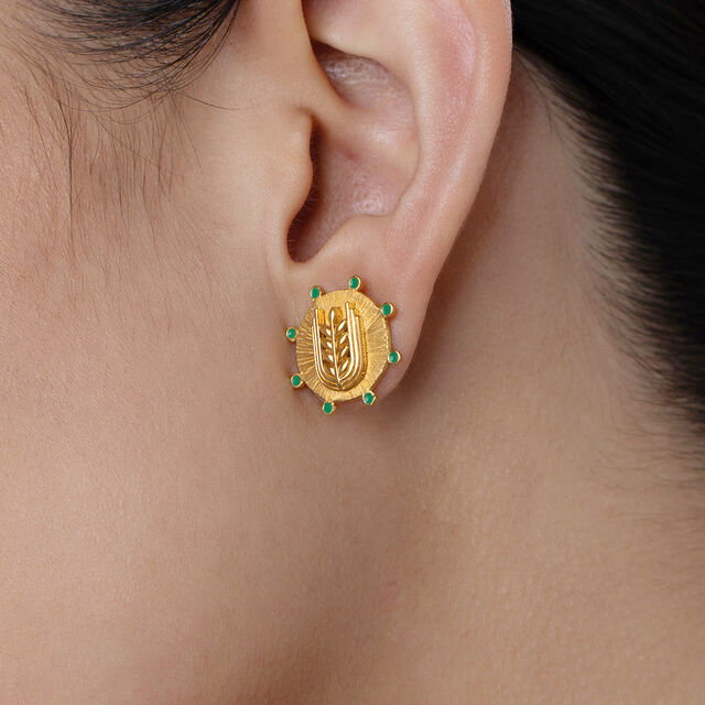 Majestic Shine Gold Stud Earrings,,hi-res image number null