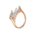14 KT Sea Wave Diamond Studded Rose Gold Ring,,hi-res view 1
