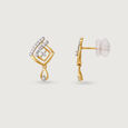 Architectural Chic Gold & Diamond Drop Earrings,,hi-res view 4