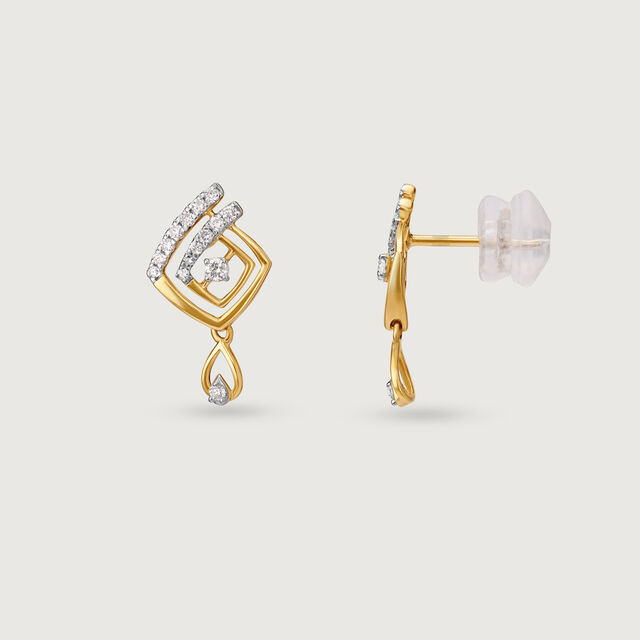 Architectural Chic Gold & Diamond Drop Earrings,,hi-res image number null