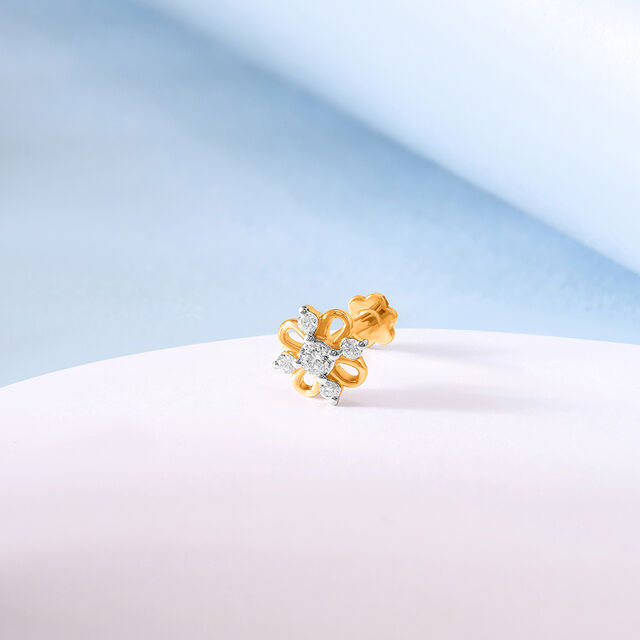 14KT Yellow Gold Diamond Nose Pin,,hi-res image number null
