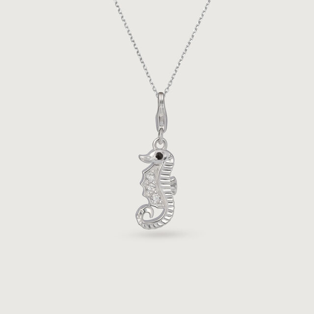 Sterling Seahorse Silver Sparkle Charm,,hi-res image number null