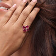 Bordeaux Bling 14KT Diamond & Ruby Finger Ring,,hi-res view 2