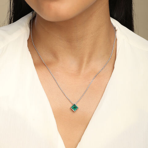 Mystic Green Silver Necklace