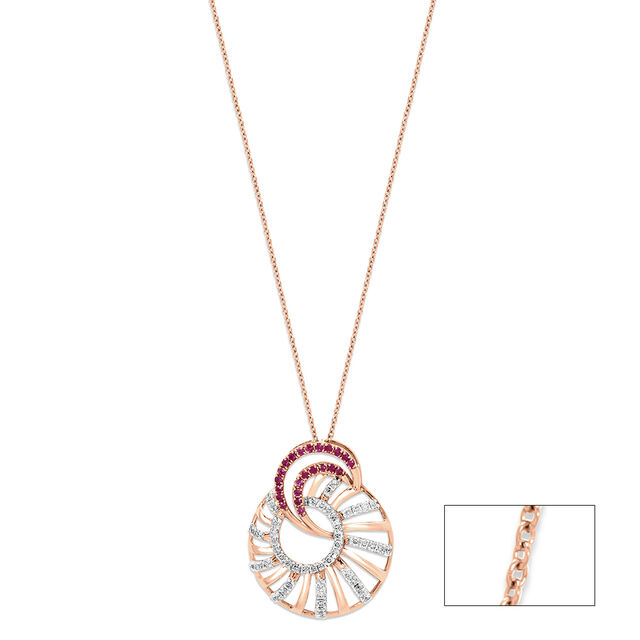 14 KT Rose Gold Interlocking Pendant With Chain,,hi-res image number null