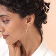 Modern Swirls 18KT Gold Hoop Earrings,,hi-res view 2